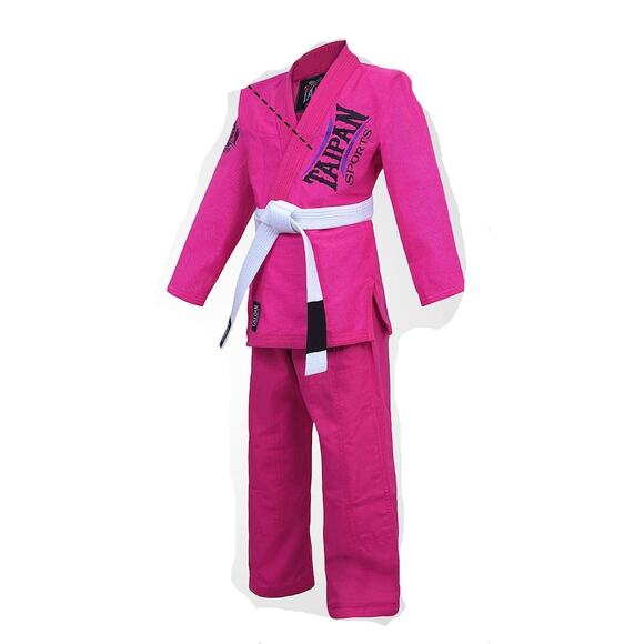 Taipan Other - NIP Kid's Taipan Brazilian Jiu Jitsu, Pink, White Belt, Black Carrying Bag Sz K3
